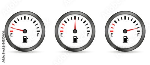 3d Fuel gauge set.Vector Illustration
