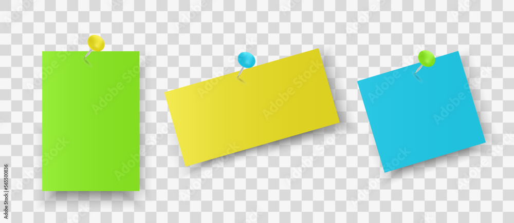 Realistic Stick note paper.Pinned Paper Notes .3d stick Realistic Stick note paper.Pinned Paper Notes .3d stick
