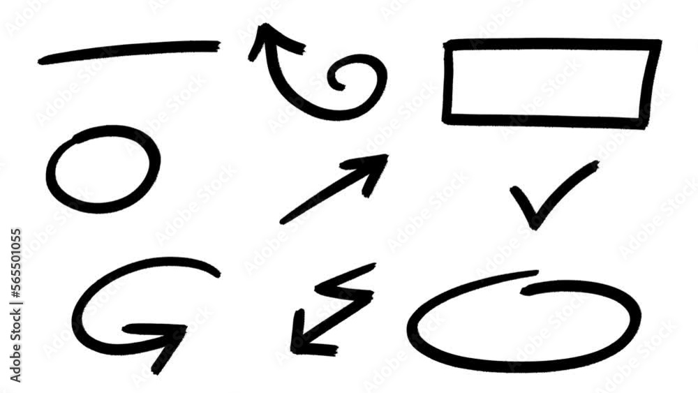 Arrows and a few other shapes lines animated hand drawn black on white. Slow animation. Arrow cartoon irregular shape. Good for any video material. Motion graphic explainer. Arrows and a few other shapes lines animated hand drawn black on white. Slow animation. Arrow cartoon irregular shape. Good for any video material. Motion graphic explainer.