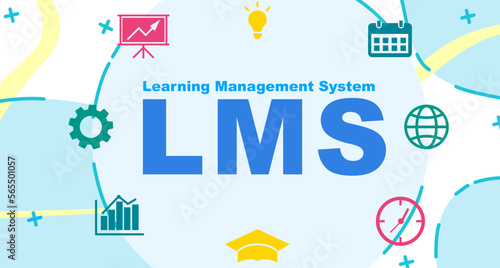 Learning Management System. Different icons and abbreviation LMS on white background. Vector illustration
