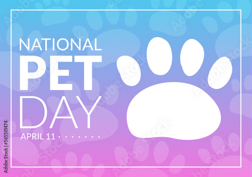 National Pet Day on April 11 Illustration with Cute Pets of Cats and Dogs for Web Banner or Landing Page in Flat Cartoon Hand Drawn Templates