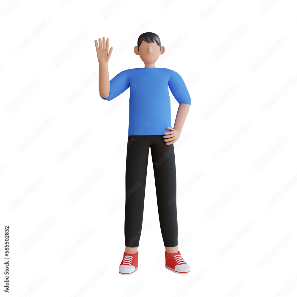 Man waiving his hand 3D Illustration Man waiving his hand 3D Illustration