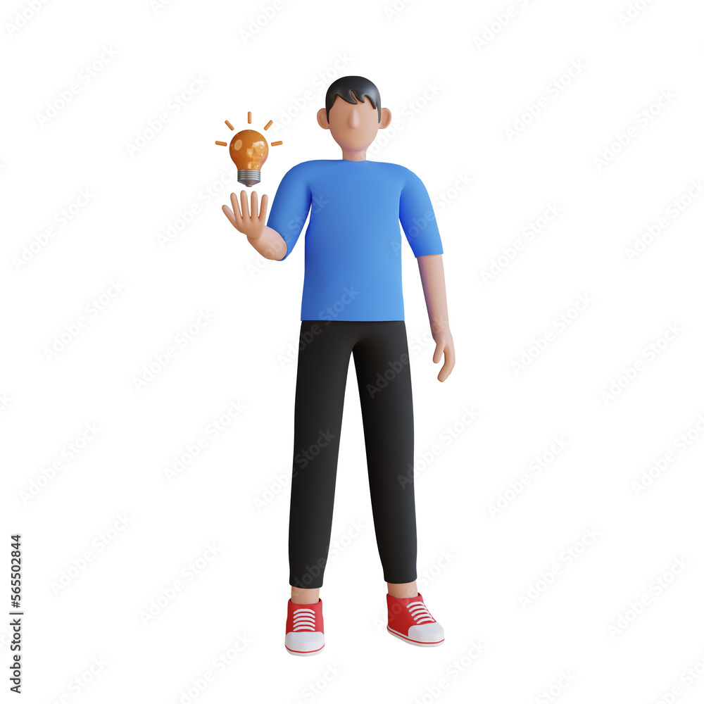 Man with business idea 3D Illustration