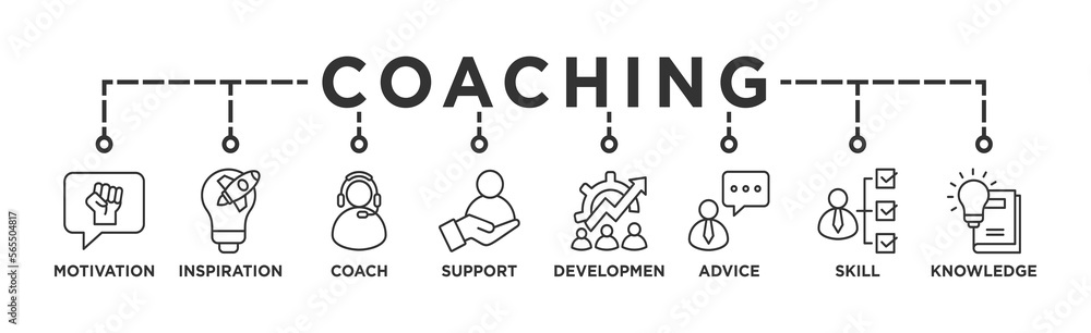 Coaching banner web icon for coaching and success, motivation, inspiration, teaching, coach, learning, knowledge, support and advice Coaching banner web icon for coaching and success, motivation, inspiration, teaching, coach, learning, knowledge, support and advice