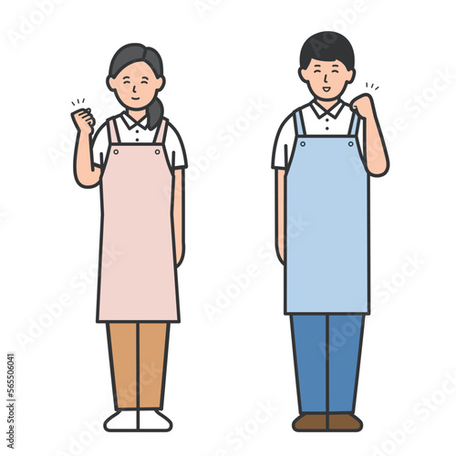 ガッツポーズの介護福祉士のイラストセット