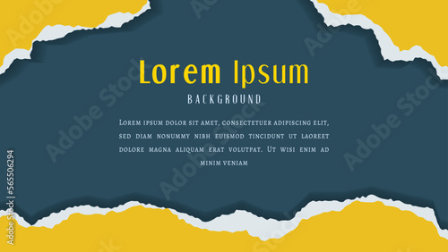Abstract Yellow Paper Torn In Gray Background Design