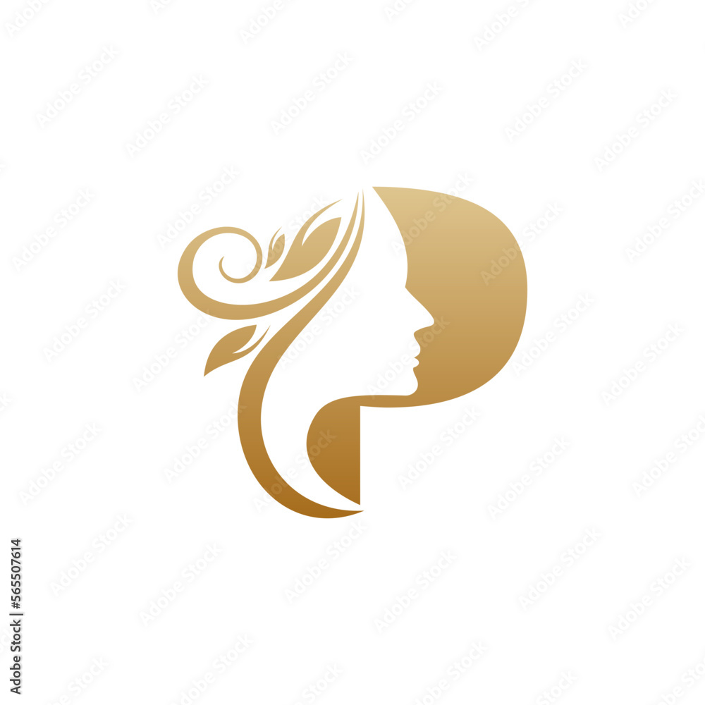 Initial P face beauty logo design templates