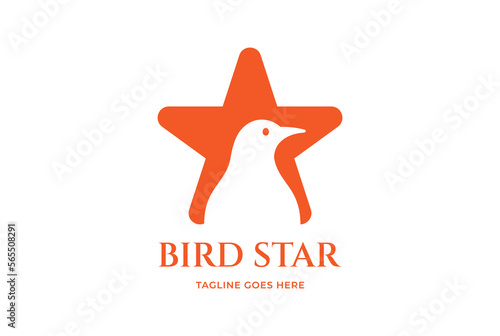 Simple Minimalist Bird Star Logo Design Vector