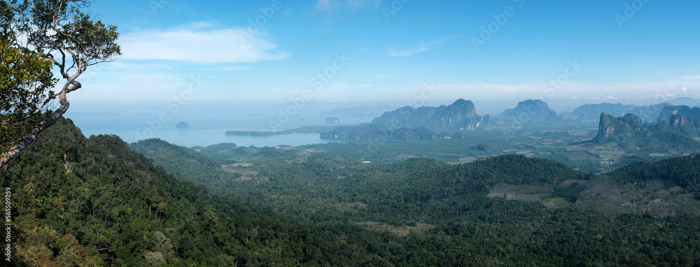 Panoramic view from Dragon's Crest (Khao Ngon Nak) Scenic Point on sunny day. Krabi Province, Thailand. Panoramic view from Dragon's Crest (Khao Ngon Nak) Scenic Point on sunny day. Krabi Province, Thailand.