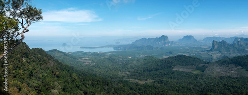 Panoramic view from Dragon s Crest  Khao Ngon Nak  Scenic Point on sunny day. Krabi Province  Thailand.