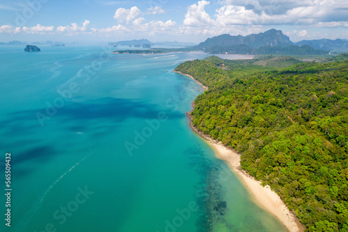 Aerial view of Silanto Beach on sunny day. Krabi Province  Thailand.