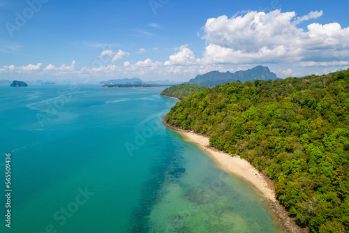 Drone view of Silanto Beach on sunny day. Krabi Province  Thailand.