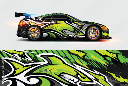 car wrap, decal, vinyl sticker designs concept. auto design geometric stripe shark background for wrap vehicles, race cars, cargo vans, and livery