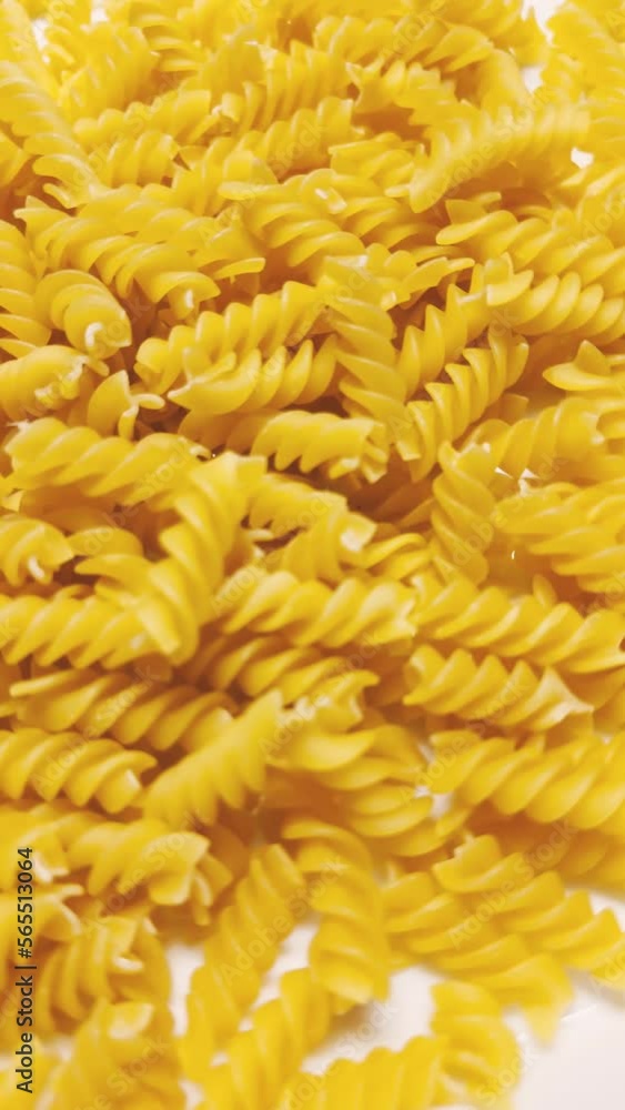 display pasta salad moving food spiral fusilli spaghetti uncooked motion video display pasta salad moving food spiral fusilli spaghetti uncooked motion video