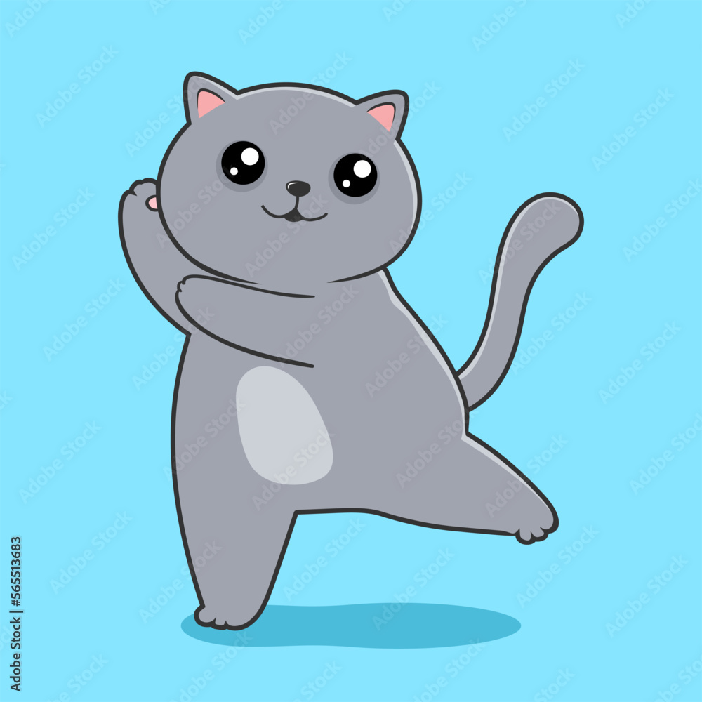 Grey Cat Dance - Cute Dancing Gray Cat Kawaii Grey Cat Dance - Cute Dancing Gray Cat Kawaii