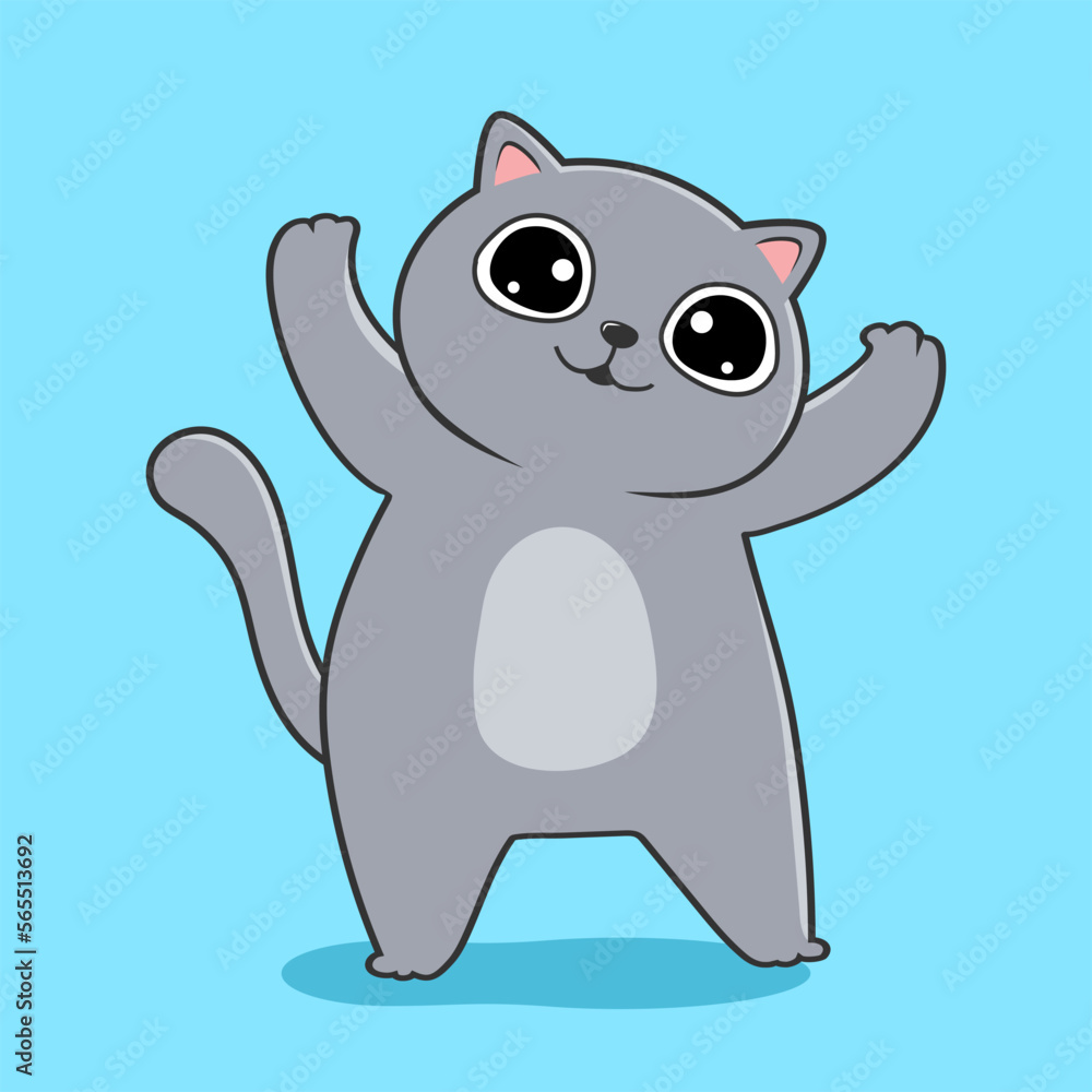 Grey Cat Dance - Cute Dancing Gray Cat Kawaii Grey Cat Dance - Cute Dancing Gray Cat Kawaii