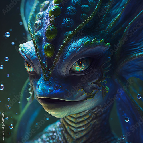 Underwater alien mermaid creature(s). Created using ai generative.  photo