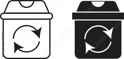 Wheelie bin recycle icon simple trendy flat style line and solid Isolated vector illustration on white background. For apps, logo, websites, symbol , UI, UX, graphic and web design. EPS 10.