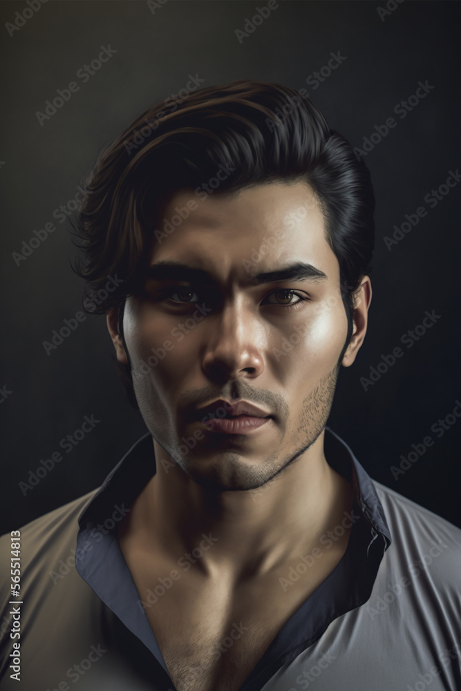 Fototapeta premium Portrait of a beautiful asian man, handsome portrait. Generative ai.