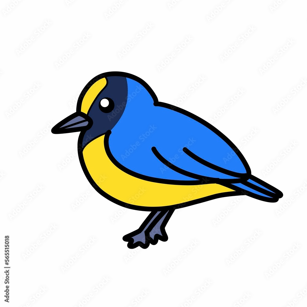Fototapeta premium Cute Violaceous Euphonia Bird Illustration Side View with White Background