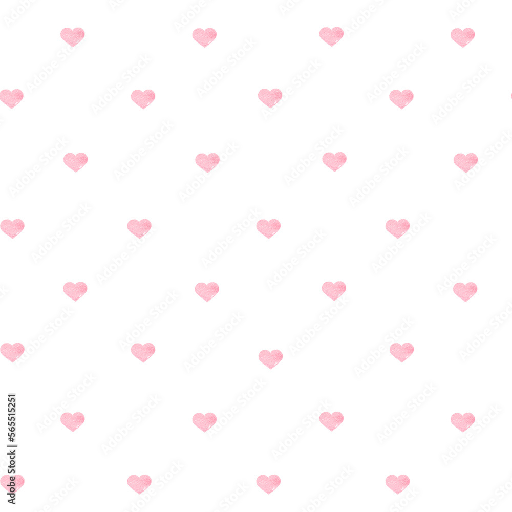 Seamless pattern Valentine's Day of watercolor cute pink hearts