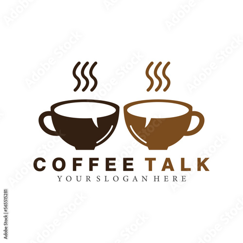 coffee talk chat cup logo vector icon illustration