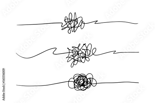 Set of symbol of complicated way with scribbled round element, Vector illustration.