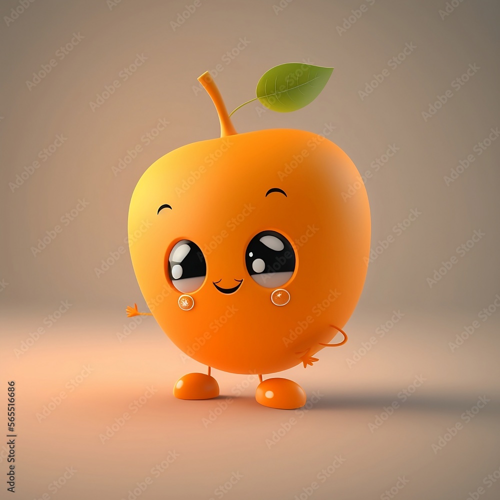 Fototapeta premium Happy Cartoon Orange AI
