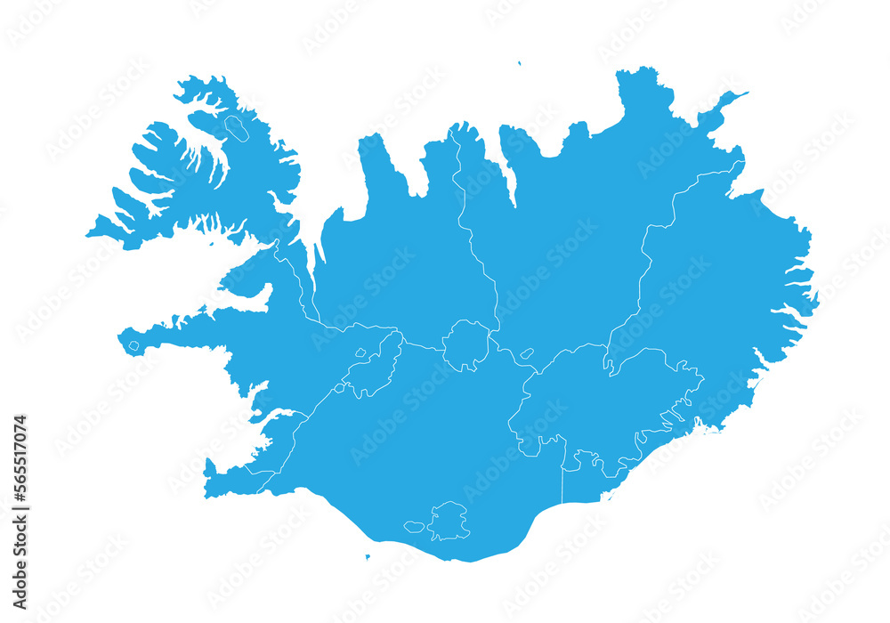Obraz premium iceland map. High detailed blue map of iceland on PNG transparent background.
