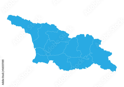 georgia map. High detailed blue map of georgia on PNG transparent background.