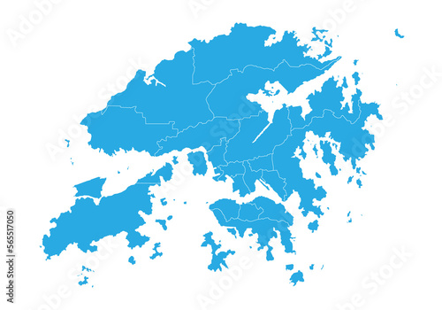 hong Kong map. High detailed blue map of hong Kong on PNG transparent background.