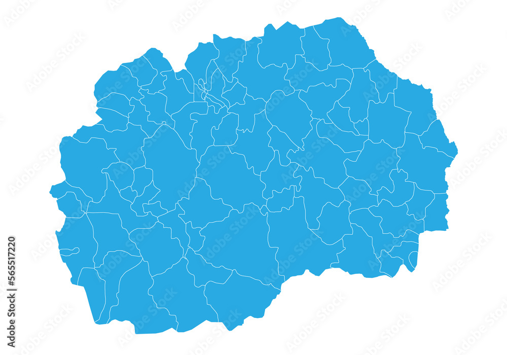 macedonia map. High detailed blue map of macedonia on PNG transparent background.