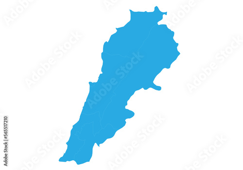 lebanon map. High detailed blue map of lebanon on PNG transparent background.