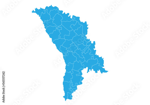 moldova map. High detailed blue map of moldova on PNG transparent background.