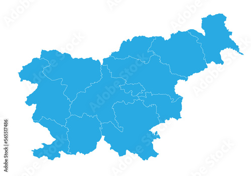 slovenia map. High detailed blue map of slovenia on PNG transparent background.