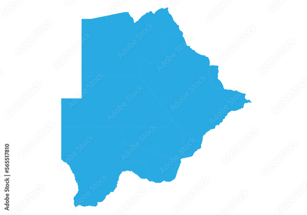 botswana map. High detailed blue map of  on PNG transparent background.