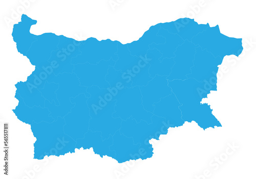 bulgaria map. High detailed blue map of bulgaria on PNG transparent background.