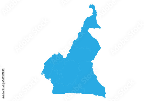 cameroon map. High detailed blue map of cameroon on PNG transparent background. photo