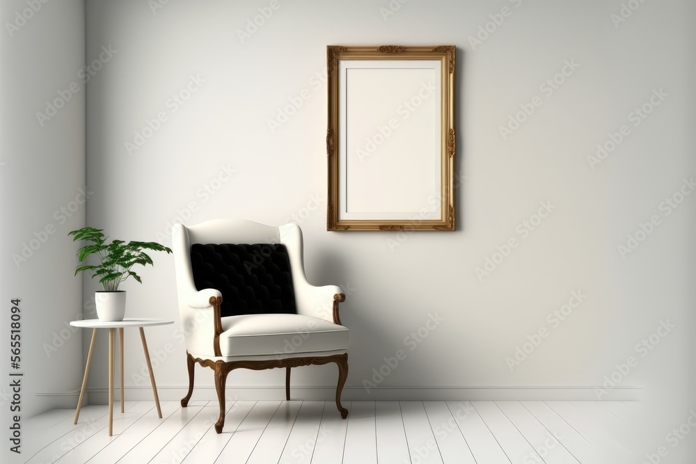 a living room with a couch, chair, table and a picture frame made by generative ai a living room with a couch, chair, table and a picture frame made by generative ai