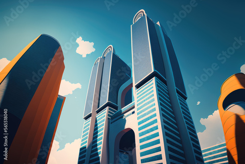 business skyscrapers of a city. Generative AI