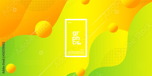 Modern bright green orange geometric business banner design. creative banner design with wave shapes and lines for template. Simple horizontal banner. Eps10 vector