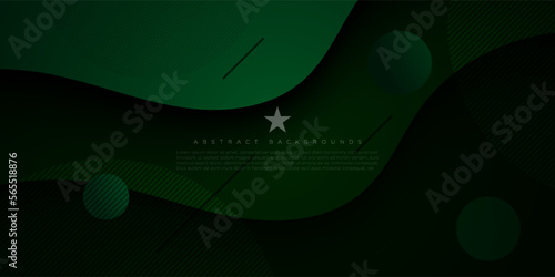 Luxury wave green abstract background with dark gren and black gradient color on background.geometric lines. Eps10 Illustration vector