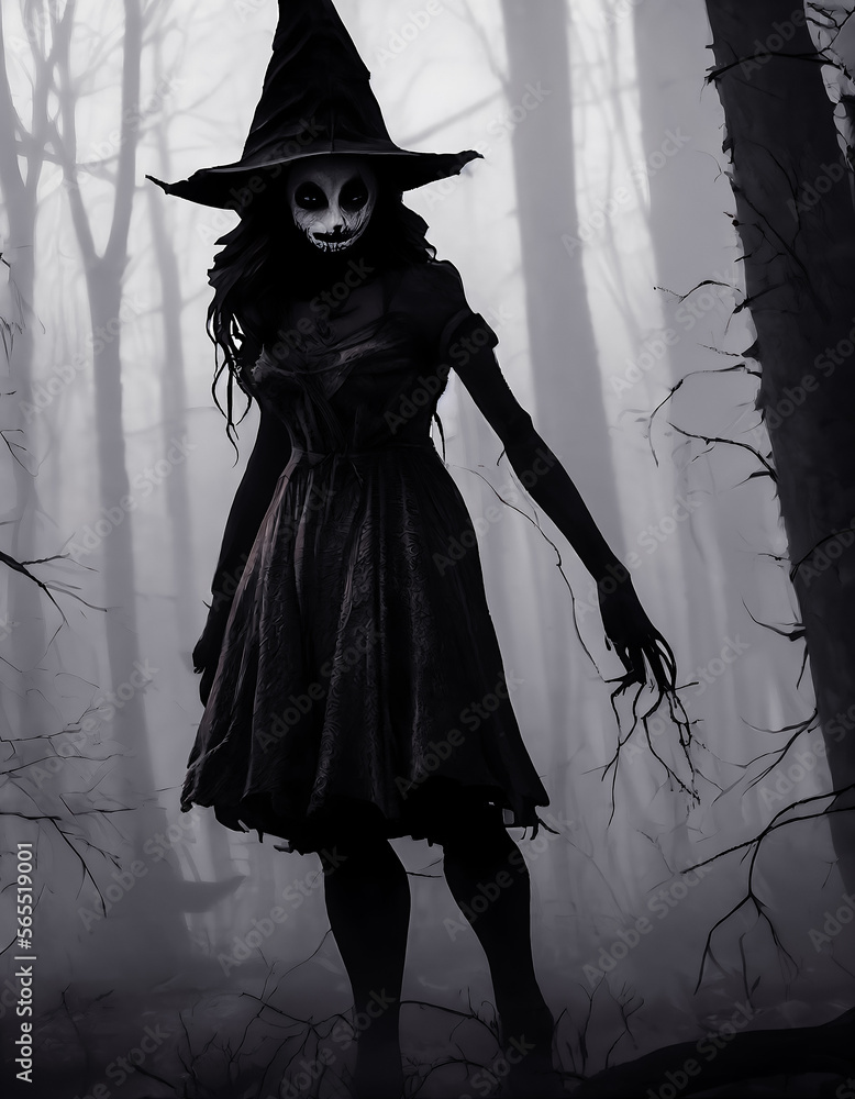 Scary Witch in the Woods Generative Ai Art