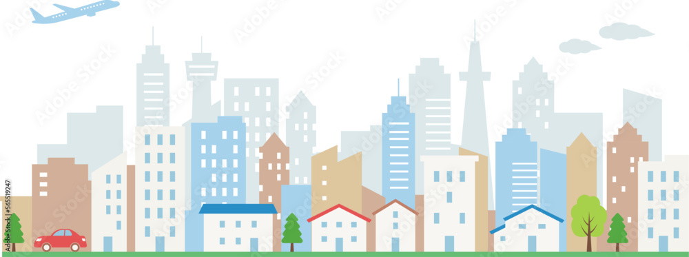 Obraz premium シンプルな都会の街並み_ベクターイラスト