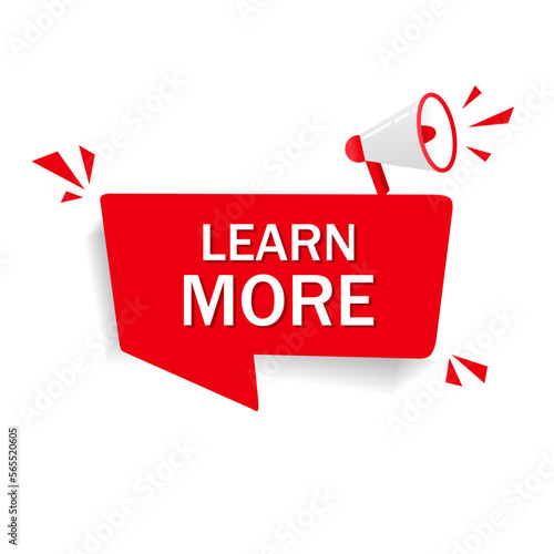 Learn more. Learn more button for web site, label, banner template, sticker, design template, icon. Learn more vector illustration.
