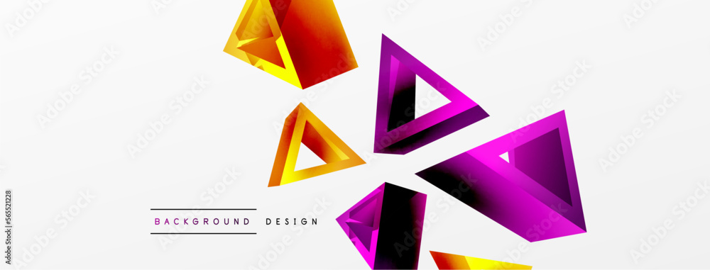 Triangle abstract background. 3d vector basic shape technology or business concept composition. Trendy techno business template for wallpaper, banner, background or landing Triangle abstract background. 3d vector basic shape technology or business concept composition. Trendy techno business template for wallpaper, banner, background or landing
