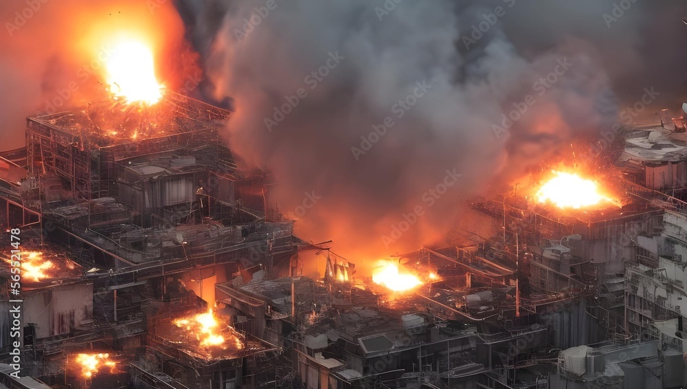 工場火事　イメージ