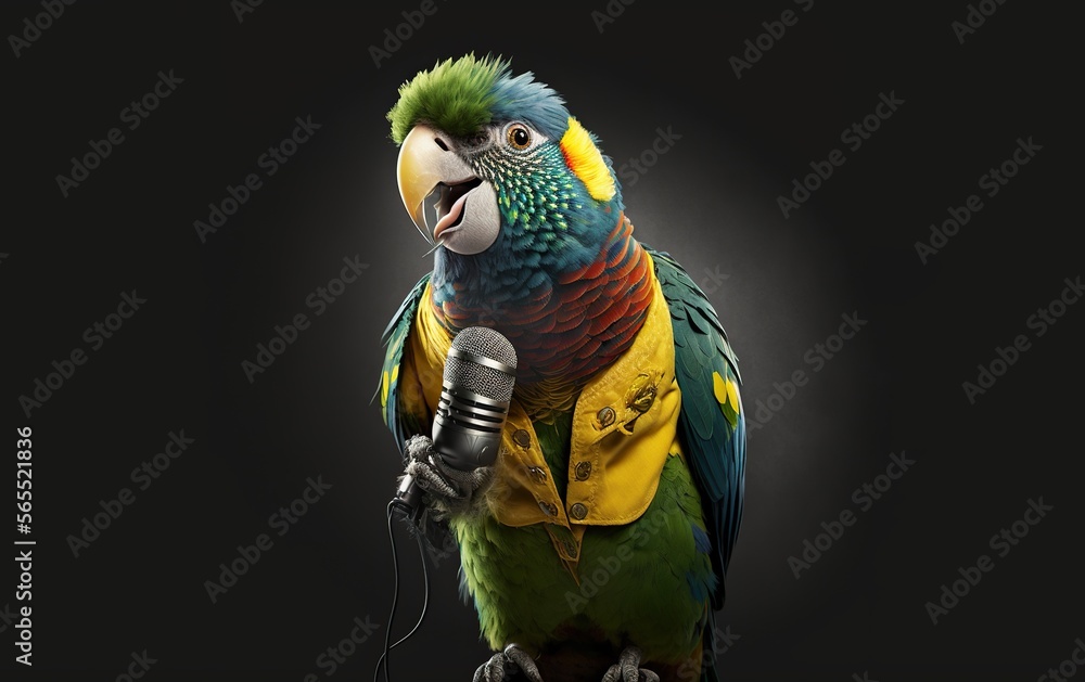 parrot talking to a microphone Stock Illustration Adobe Stock