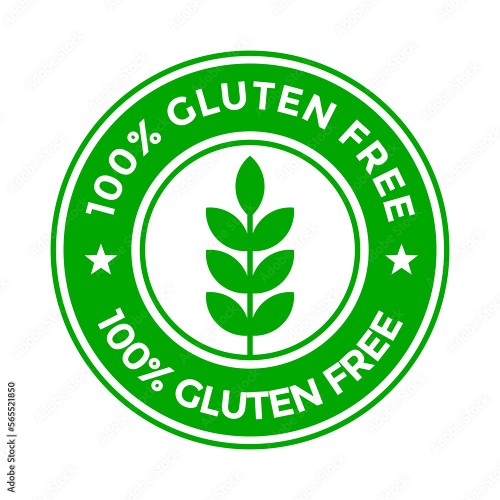 100% gluten free badge or stamp vector template. 100% gluten free badge or stamp vector template.