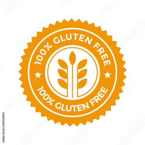 100% gluten free badge or stamp vector template.